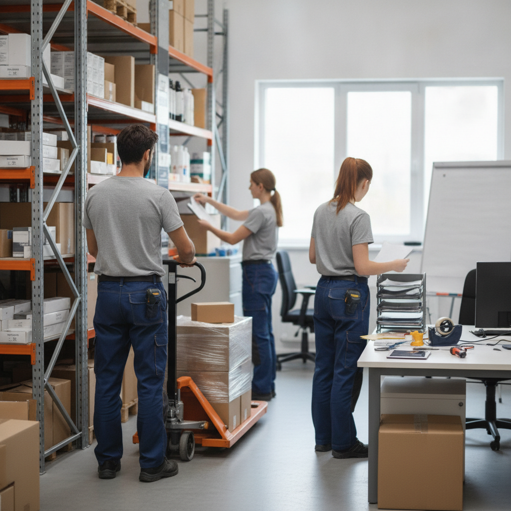 Create a realistic, professional service-business photograph showing Temporary Staffing from behind, with the backs of their heads visible. Do not show any faces, facial features, front-facing views or side views, profiles, or identifiable